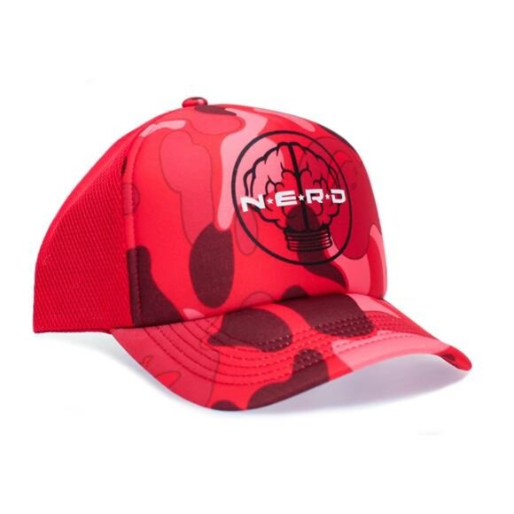 NERD Pharrell Hat Pink Red Camo Rare Japan One Size Adult N*E*R*D Cap 2000s Fash - Picture 2 of 6